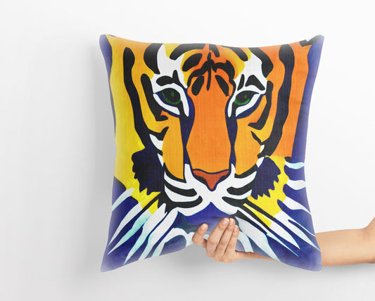 Original Art Wildlife Tiger, Tapestry Pillows, Abstract Throw Pillow, Art Pillow, Colorful Pillow Case, Beautiful Pillow, 24X24 Pillow Case