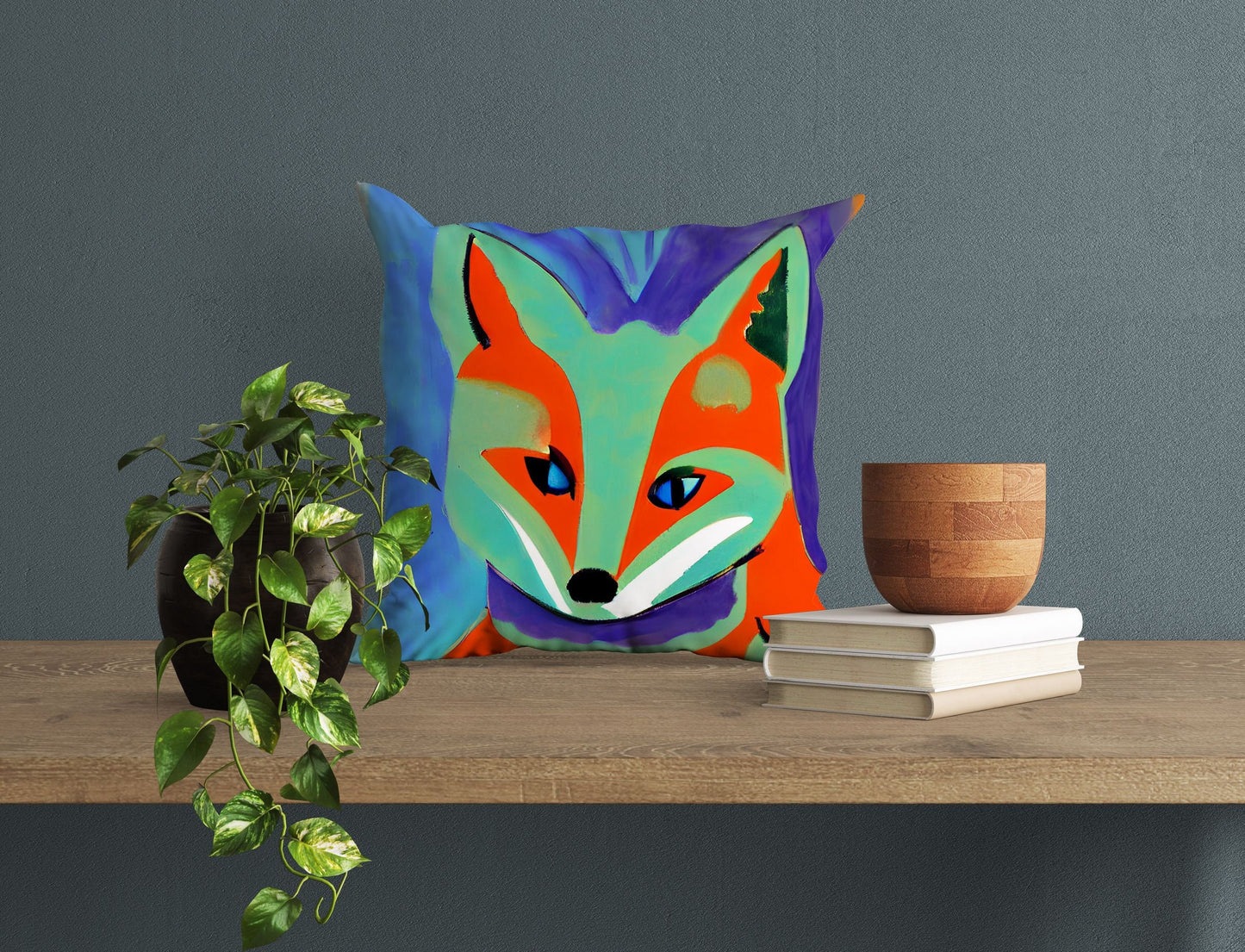 Original Art Wildlife Fox, Toss Pillow, Abstract Pillow Case, Designer Pillow, Colorful Pillow Case, Beautiful Pillow, Large Pillow Cases