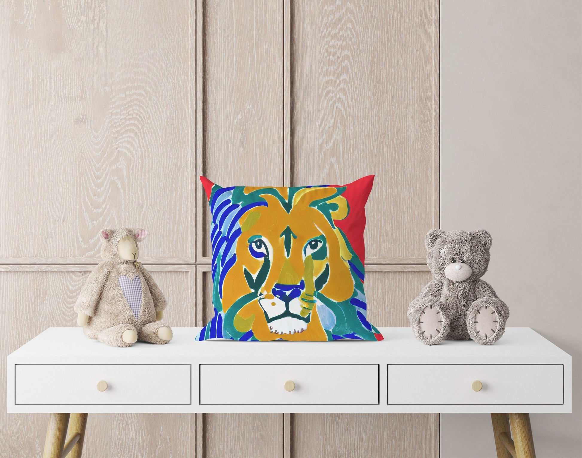 Original Art African Wildlife Lion King Pillow Case, Abstract Throw Pillow, Comfortable, Colorful Pillow Case, Watercolor Pillow Cases