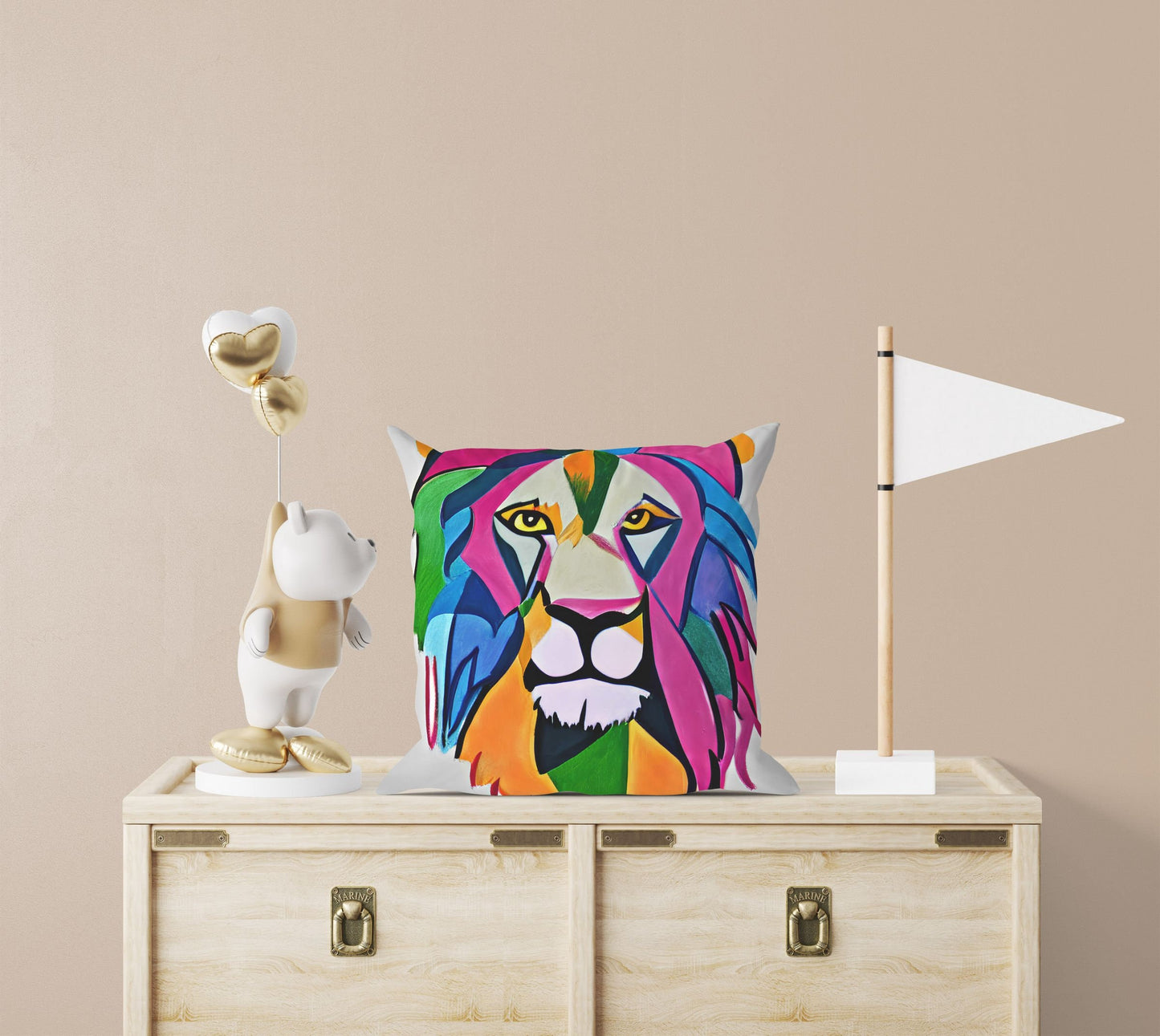Original Art African Wildlife Lion King Decorative Pillow, Abstract Throw Pillow Cover, Soft Pillow Cases, Colorful Pillow Case, Fashion