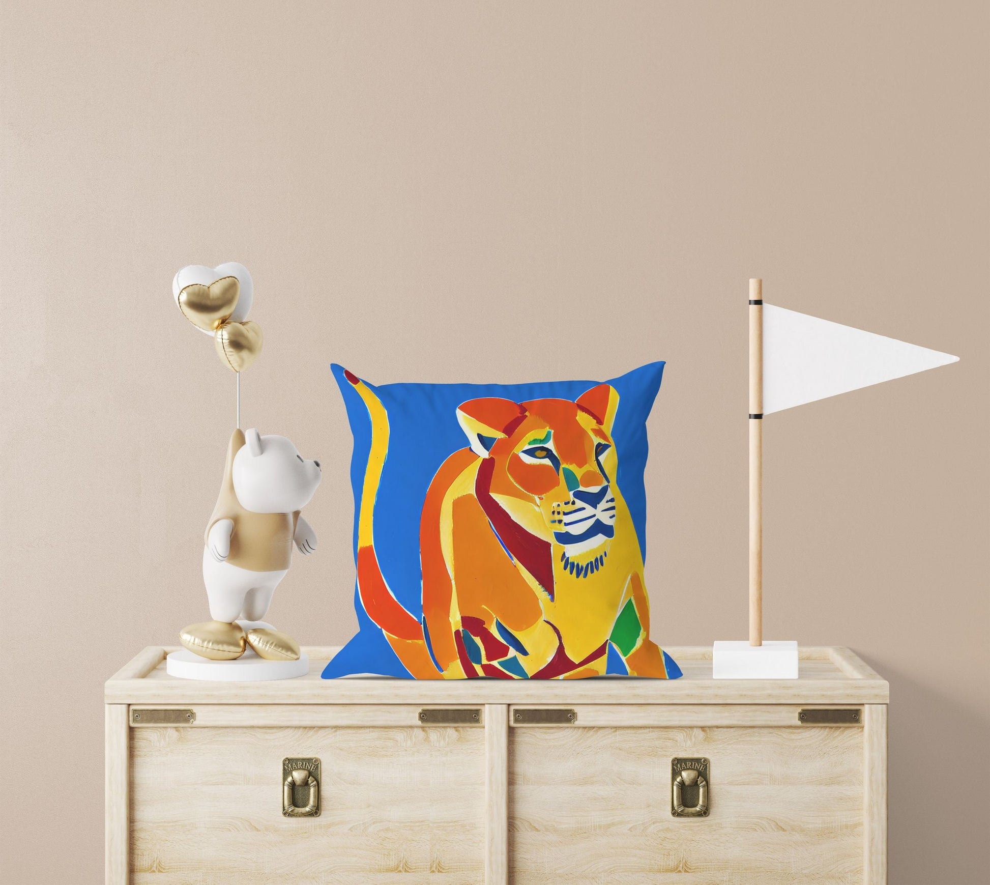 Original Art African Wildlife Female Lion Throw Pillow Cover, Abstract Art Pillow, Art Pillow, Colorful Pillow Case, Modern Pillow
