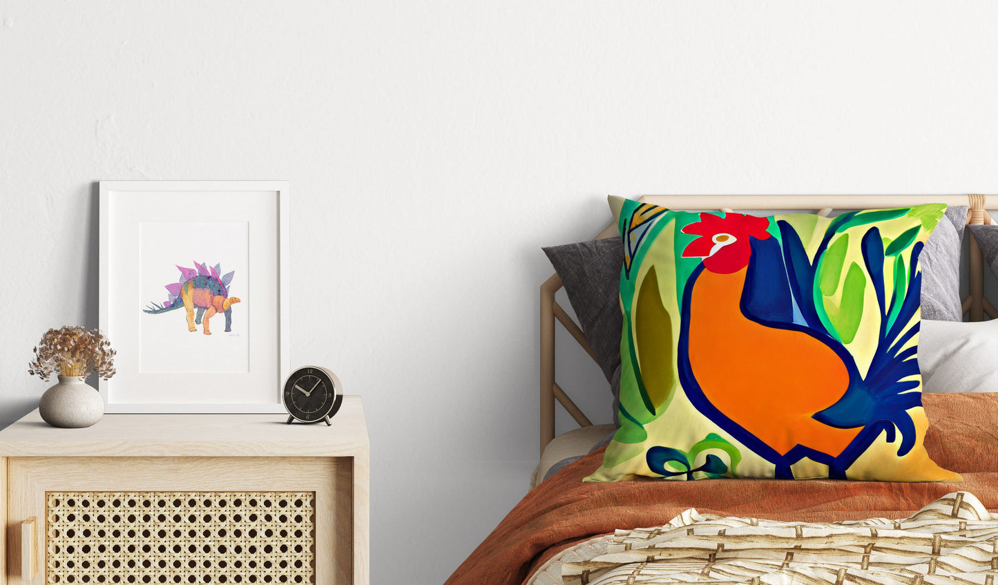 Original Art Rooster, Pillow Case, Abstract Pillow Case, Soft Pillow Cases, Colorful Pillow Case, Fashion, Pillow Cases For Kids