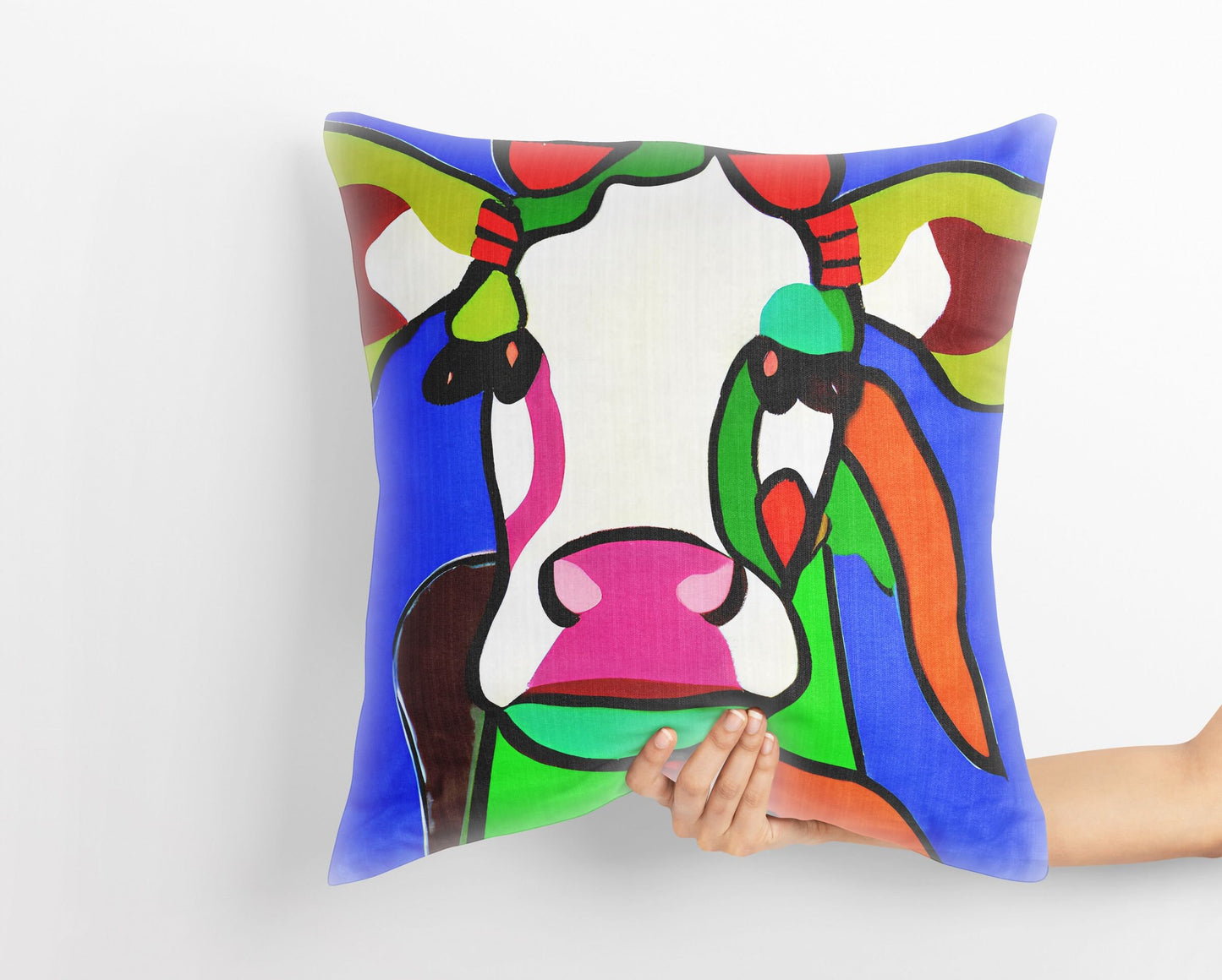 Milk Cow Original Art Throw Pillow, Abstract Pillow, Art Pillow, Colorful Pillow Case, Fashion, Large Pillow Cases, Christmas Pillow