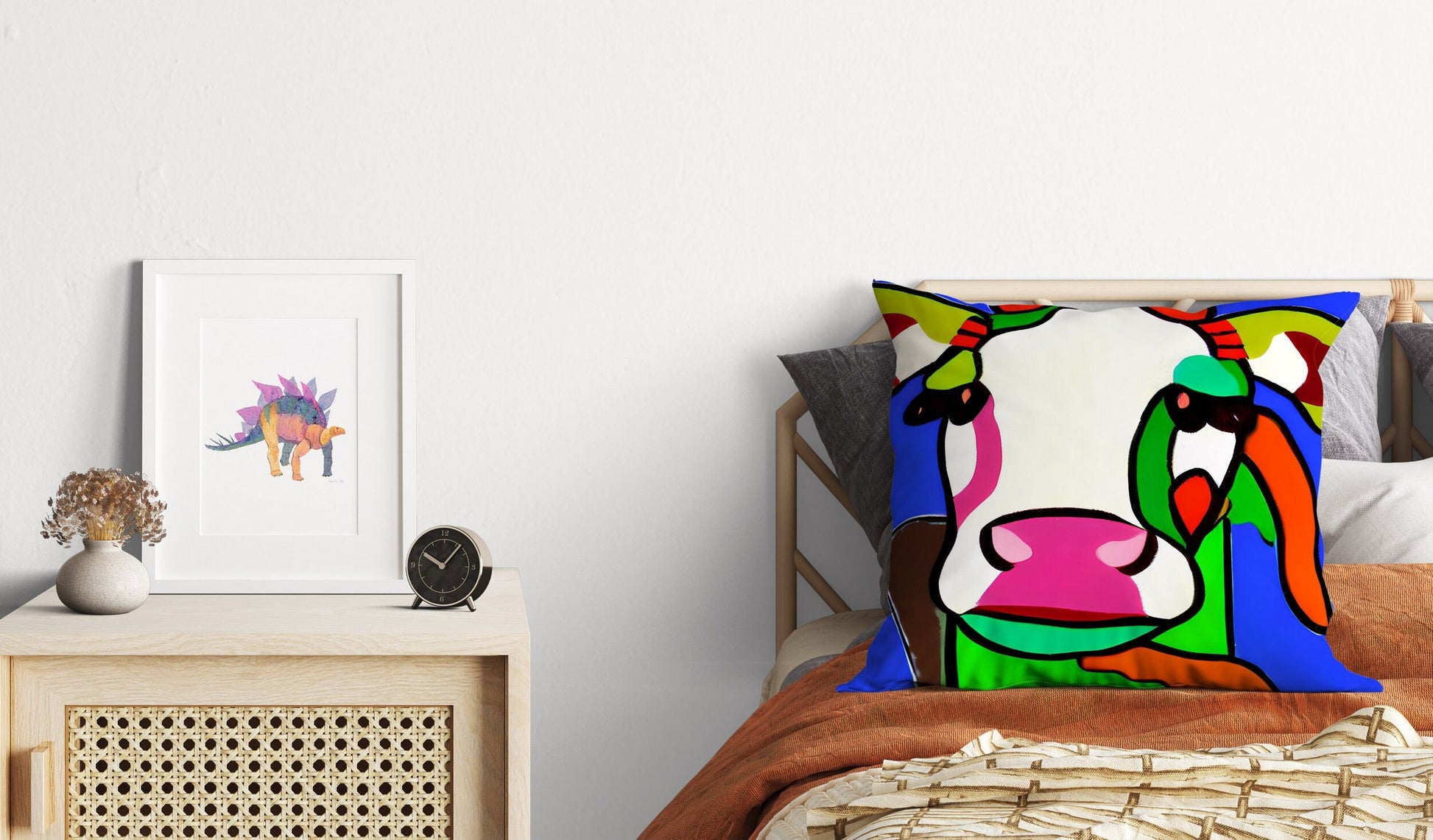 Milk Cow Original Art Throw Pillow, Abstract Pillow, Art Pillow, Colorful Pillow Case, Fashion, Large Pillow Cases, Christmas Pillow