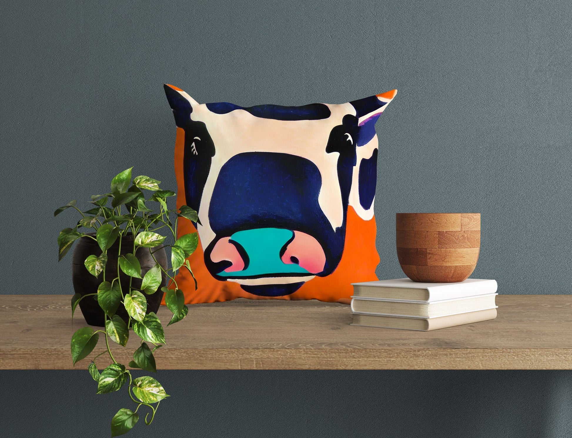 Dairy Cattle Original Art, Throw Pillow Cover, Bee Pillow Cover, Comfortable, Colorful Pillow Case, Contemporary Pillow, Indoor Pillow Cases