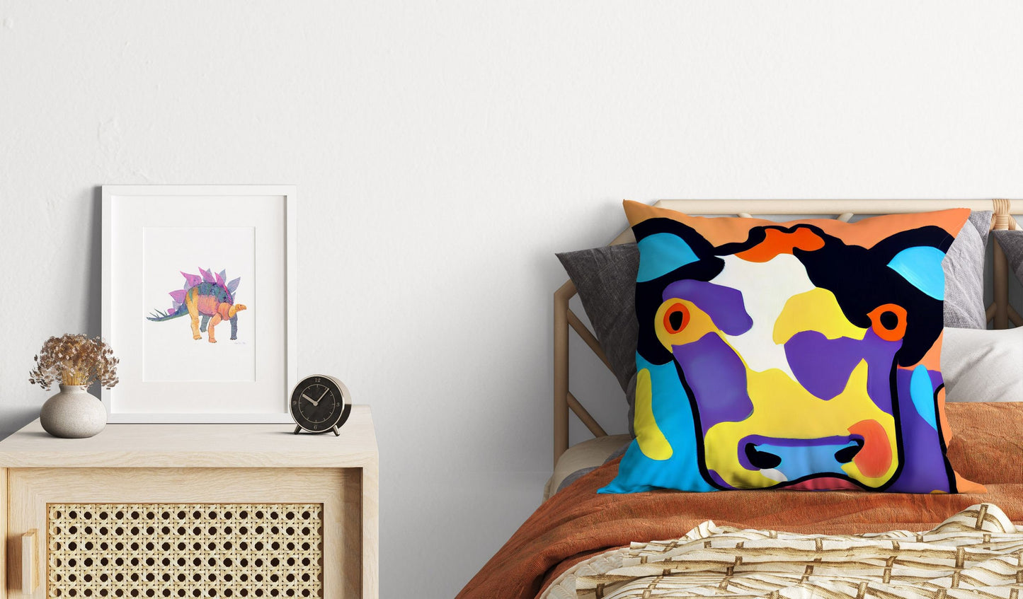 Dairy Cattle Original Art Tapestry Pillows, Abstract Throw Pillow Cover, Art Pillow, Colorful Pillow Case, Playroom Decor, Nursery Decor