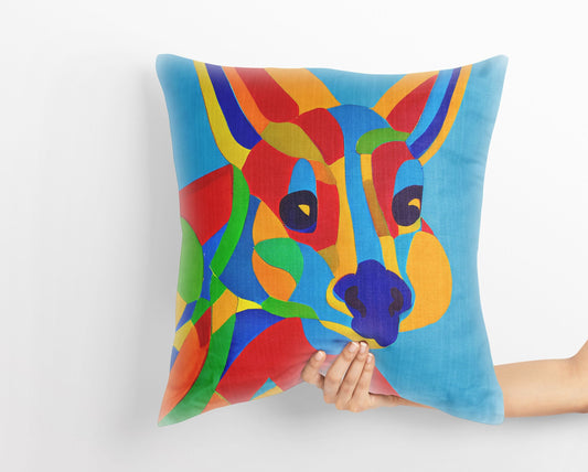 Australian Wildlife Kangaroo Tapestry Pillows, Abstract Art Pillow, Designer Pillow, Colorful Pillow Case, Fashion, 18 X 18 Pillow Covers