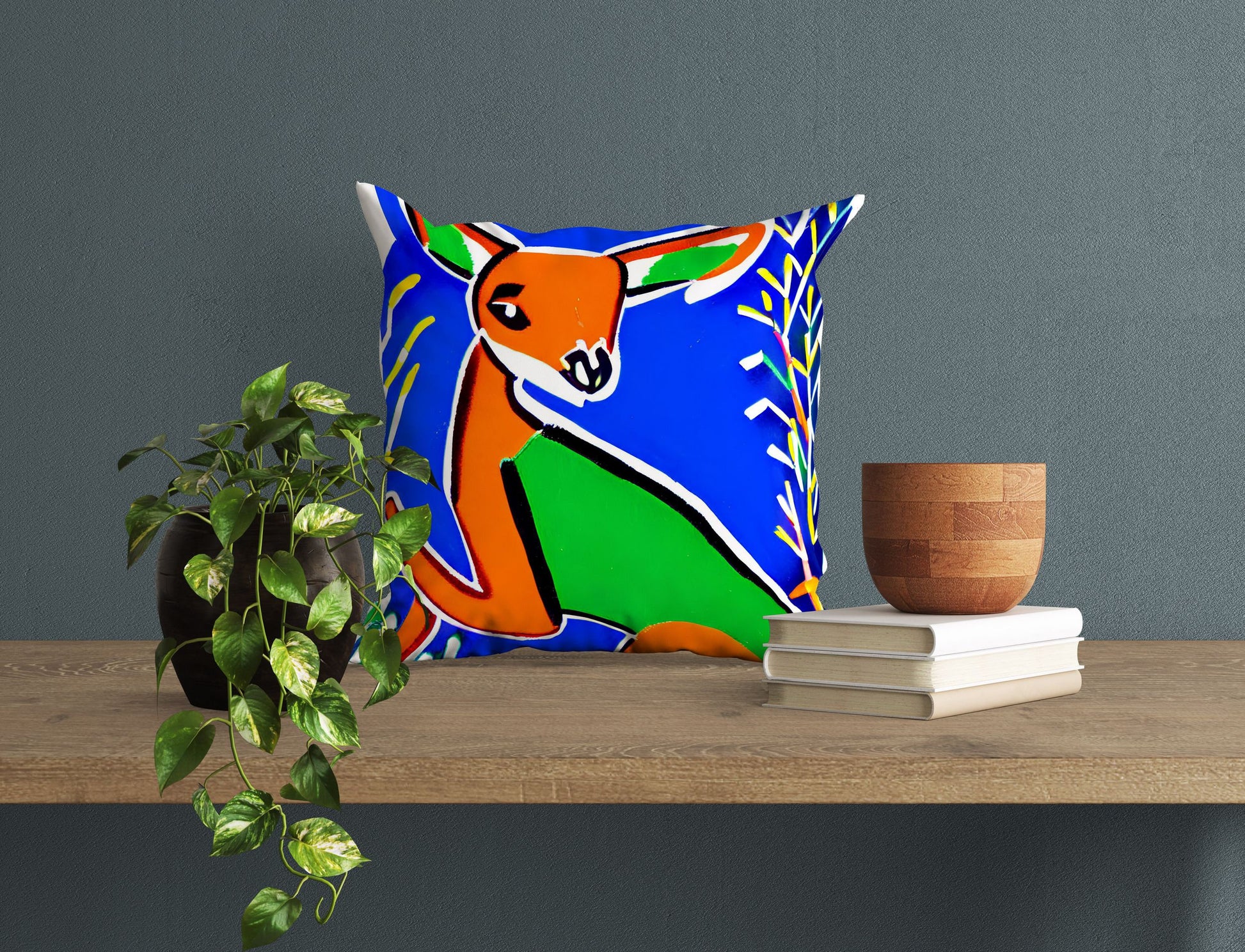 Australian Wildlife Kangaroo Throw Pillow Cover, Abstract Pillow Case, Art Pillow, Colorful Pillow Case, Beautiful Pillow