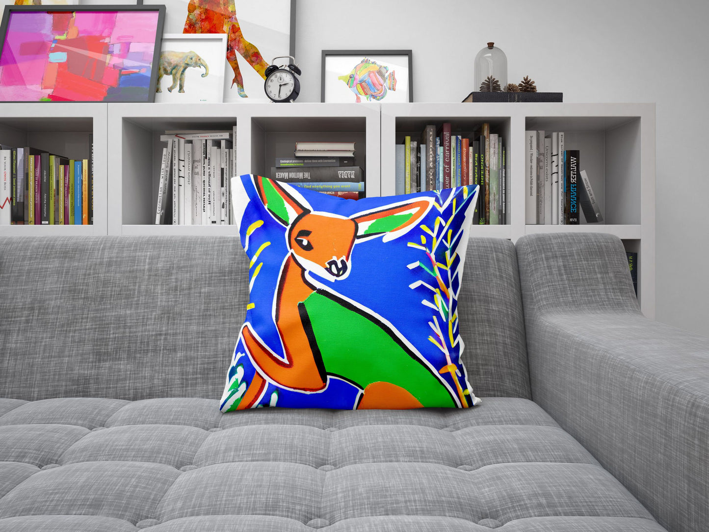 Australian Wildlife Kangaroo Throw Pillow Cover, Abstract Pillow Case, Art Pillow, Colorful Pillow Case, Beautiful Pillow
