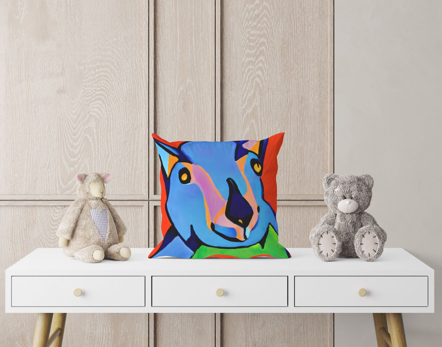 Australian Wildlife Kangaroo Pillow Case, Abstract Throw Pillow Cover, Artist Pillow, Large Pillow Cases, Housewarming Gift, Sofa Pillows