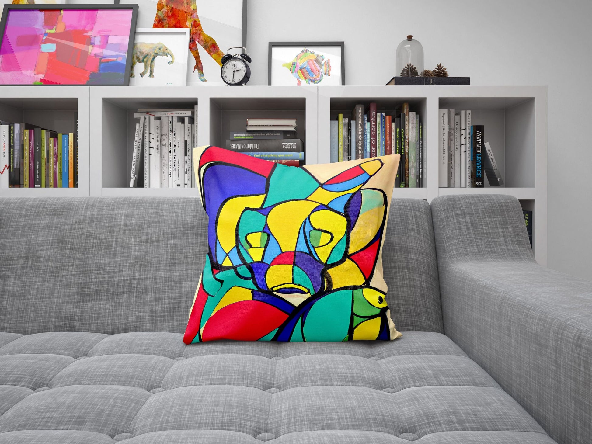 Australian Wildlife Platypus Abstract Art Toss Pillow, Abstract Pillow, Original Art Pillow, Colorful Pillow Case, Contemporary Pillow