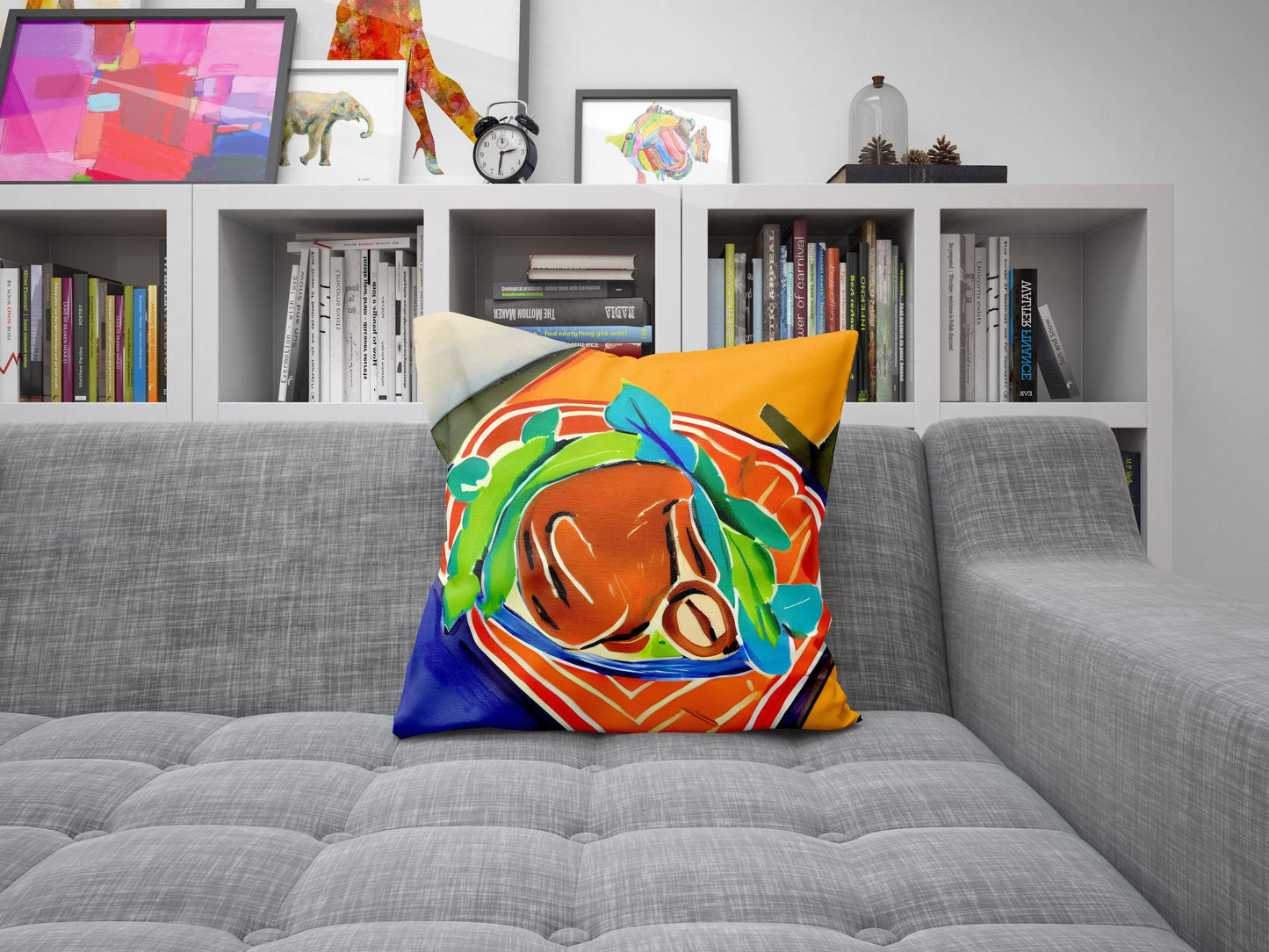 Thanksgiving Roast Turkey Original Art Decorative Pillow, Abstract Art Pillow, Soft Pillow Cases, Colorful Pillow Case, Contemporary Pillow