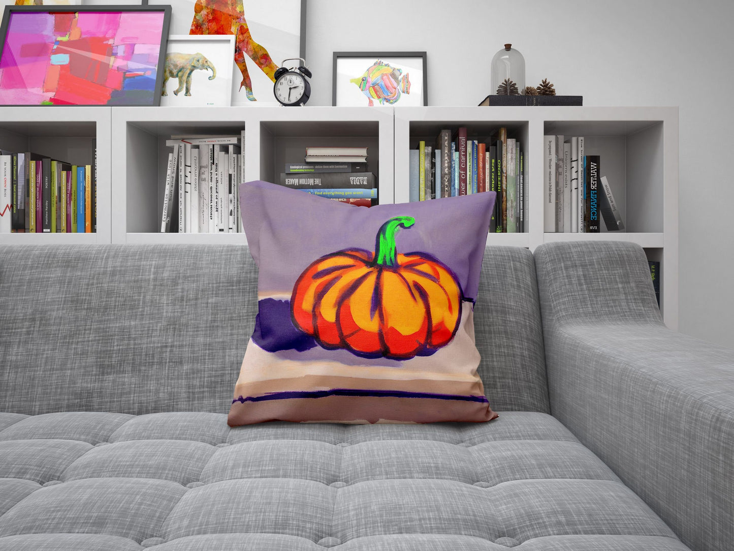 Pumpkin Halloween Original Art Pillow Case, Abstract Throw Pillow Cover, Watercolor Pillow Cases, Large Pillow Cases, Home Decor Pillow
