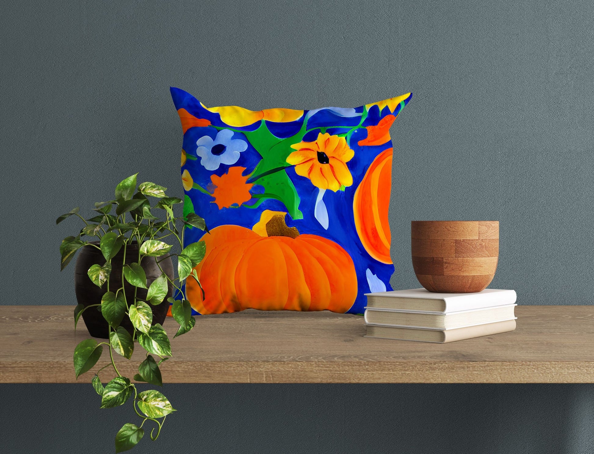 Pumpkins Halloween Original Art Throw Pillow, Abstract Pillow, Original Art Pillow, Colorful Pillow Case, Home Decor Pillow, Sofa Pillows