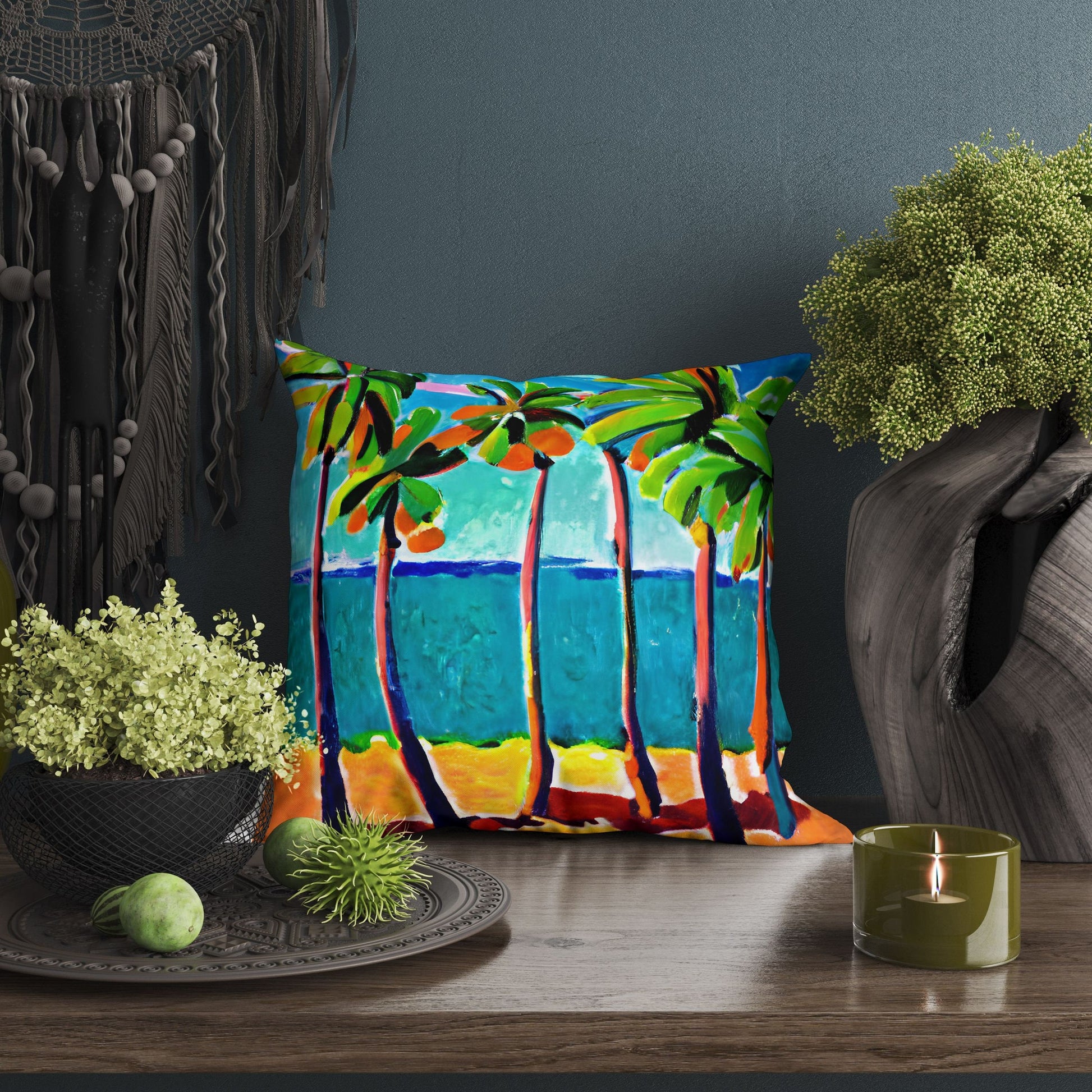 Coconut Trees On The Beach Tapestry Pillows, Abstract Throw Pillow, Soft Pillow Large Pillow Cases, Christmas Pillow Covers, Sofa Pillows
