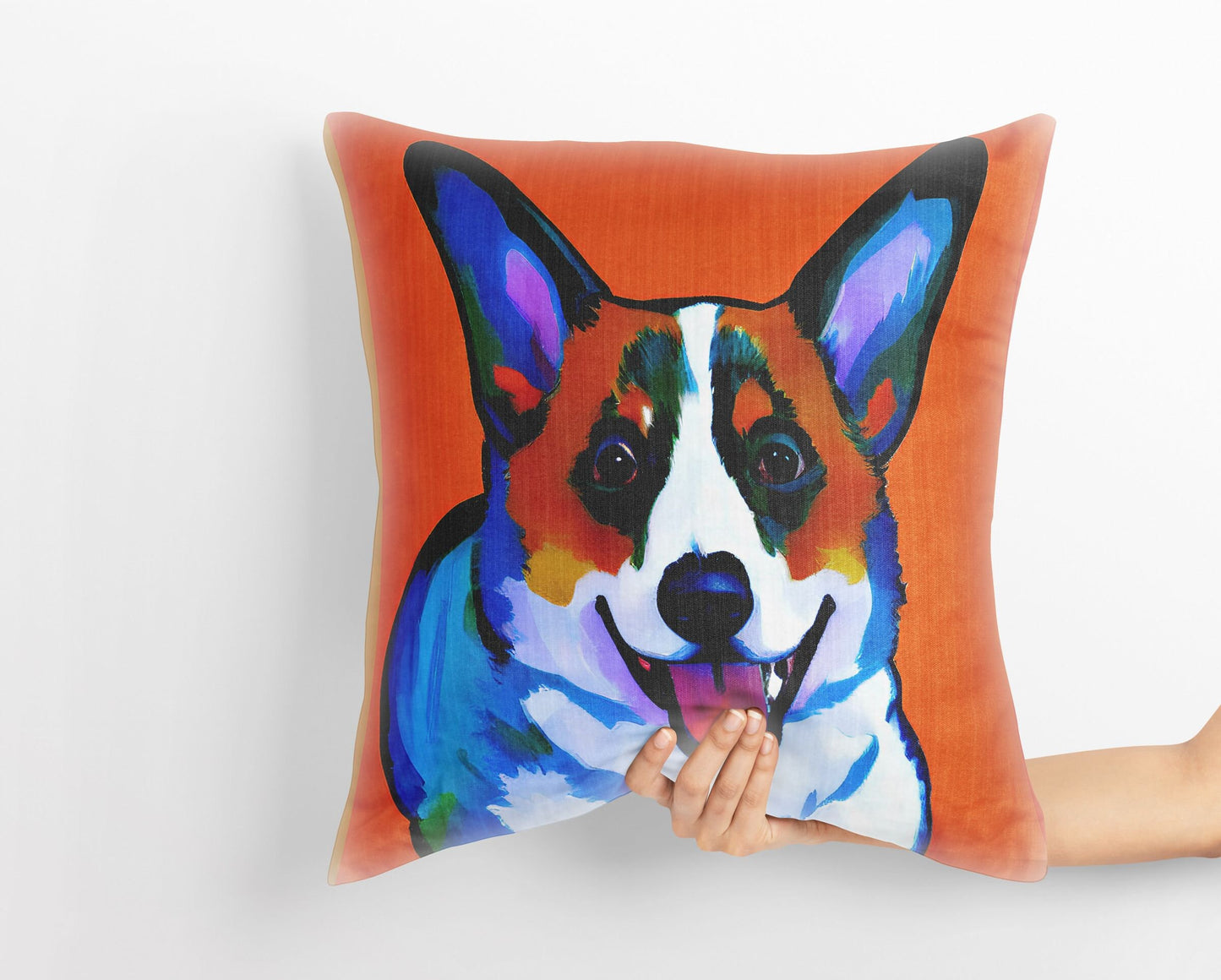 Corgi Dog Original Art Tapestry Pillows, Abstract Art Pillow, Designer Pillow, Square Pillow, Home Decor Pillow, Holiday Gift