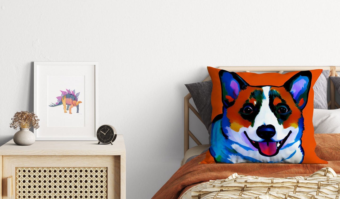 Corgi Dog Original Art Tapestry Pillows, Abstract Art Pillow, Designer Pillow, Square Pillow, Home Decor Pillow, Holiday Gift