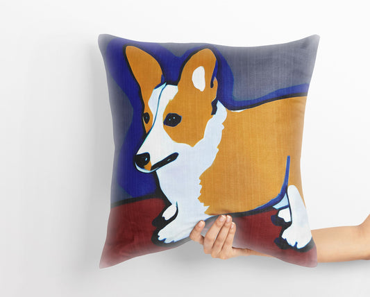 Corgi Dog Original Art Toss Pillow, Abstract Throw Pillow Cover, Artist Pillow, Colorful Pillow Case, Home Decor Pillow, Holiday Gift