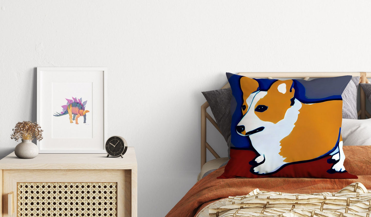 Corgi Dog Original Art Toss Pillow, Abstract Throw Pillow Cover, Artist Pillow, Colorful Pillow Case, Home Decor Pillow, Holiday Gift