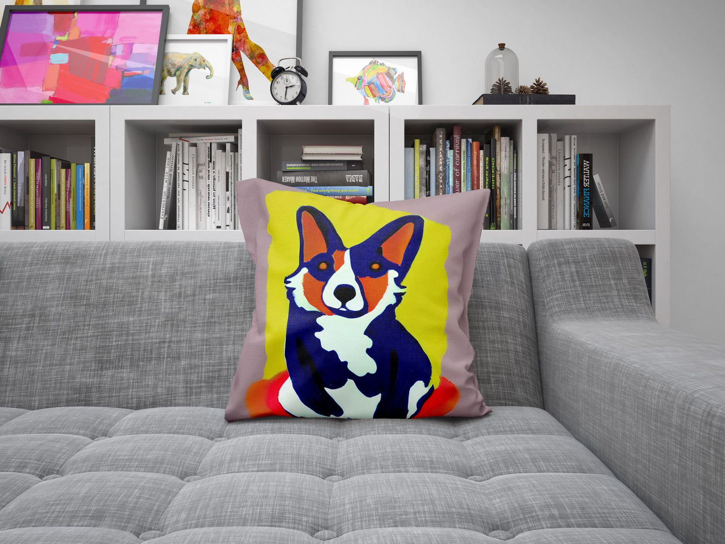 Corgi Dog Original Art Decorative Pillow, Abstract Throw Pillow Cover, Modern Pillow, Large Pillow Cases, Farmhouse Pillow, Sofa Pillows