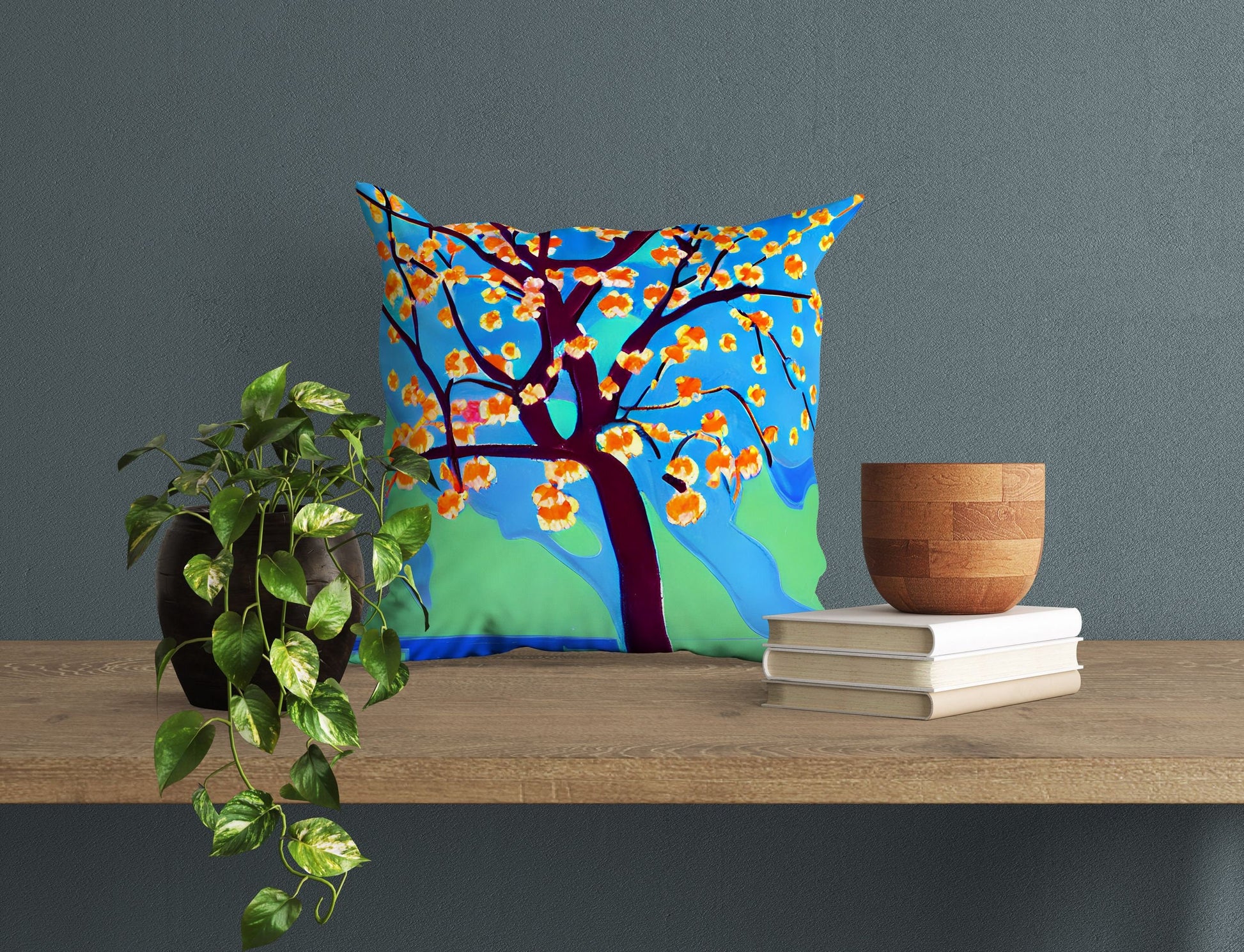 Flowering Tree Pillow Case, Abstract Art Pillow, Soft Pillow Cases, Colorful Pillow Case, Home Decor Pillow, Abstract Decor