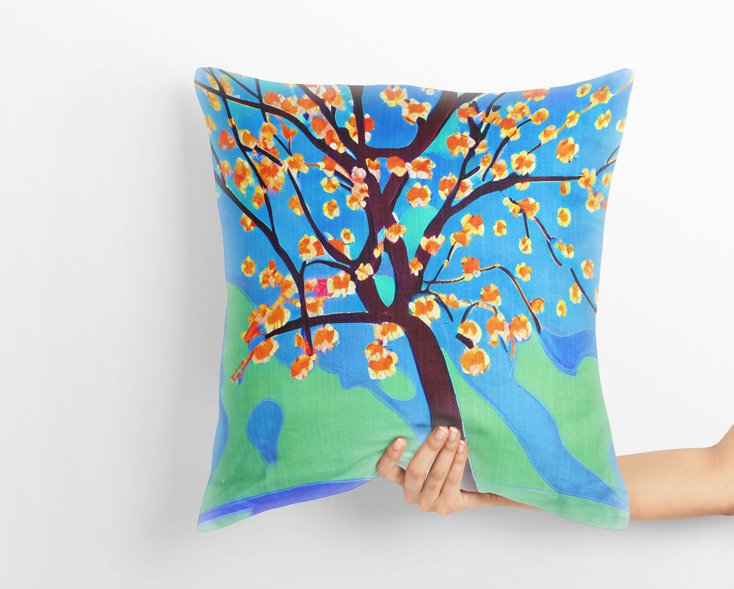 Flowering Tree Pillow Case, Abstract Art Pillow, Soft Pillow Cases, Colorful Pillow Case, Home Decor Pillow, Abstract Decor