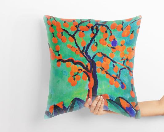 Tree Full Of Fruit Throw Pillow, Abstract Throw Pillow Cover, Designer Pillow, Colorful Pillow Case, Nursery Pillows, Sofa Pillows