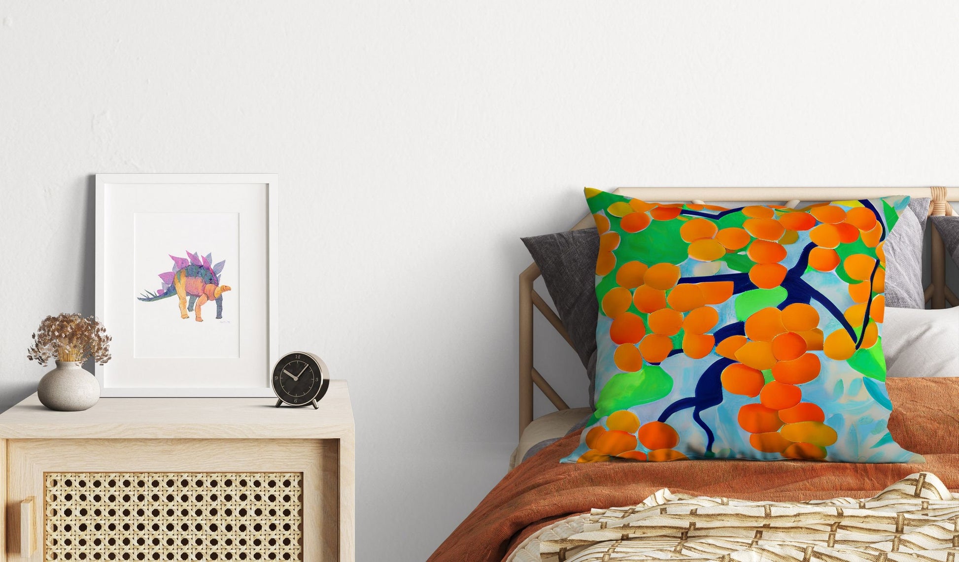 Tree Full Of Fruit Decorative Pillow, Abstract Throw Pillow Cover, Original Art Pillow, Colorful Pillow Case Home Decor Pillow, Sofa Pillows