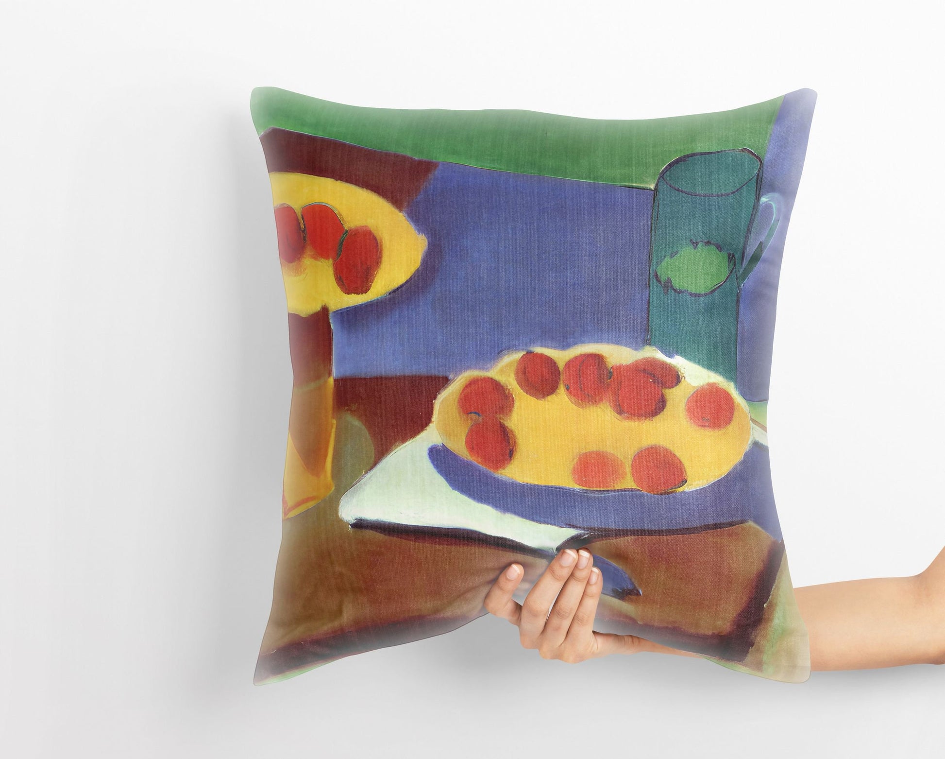Bread And Drink Pillow Case, Abstract Throw Pillow, Designer Pillow, Colorful Pillow Case, Contemporary Pillow, 24X24 Pillow Case