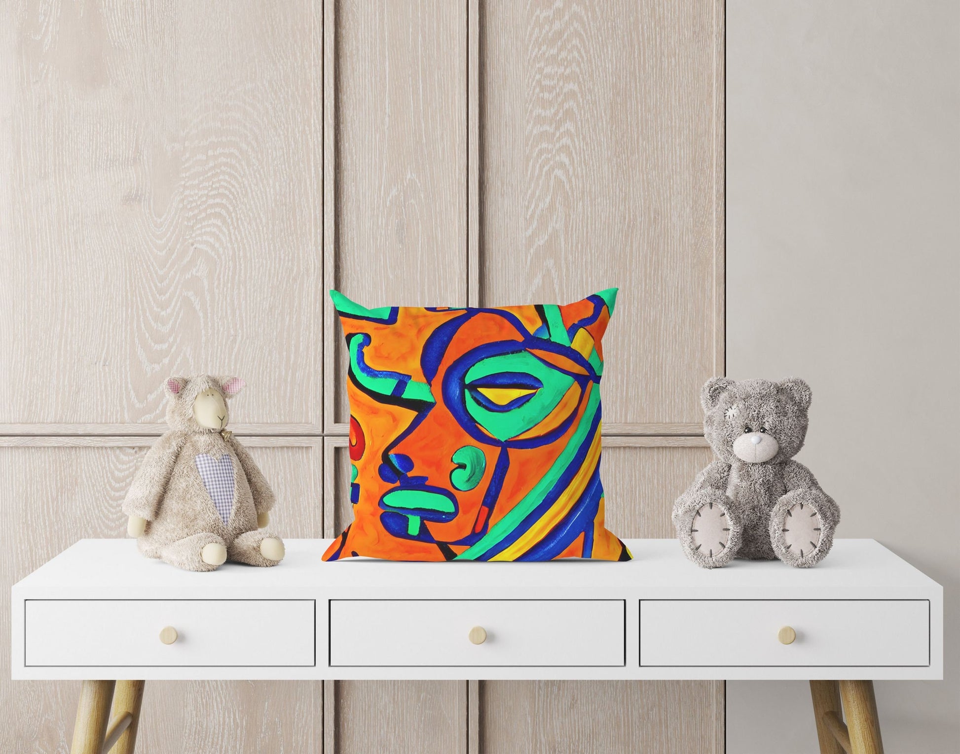 Mayan Culture, Tapestry Pillows, Cat Pillow, Artist Pillow, Colorful Pillow Case, Contemporary Pillow, 24X24 Pillow Case, Housewarming Gift