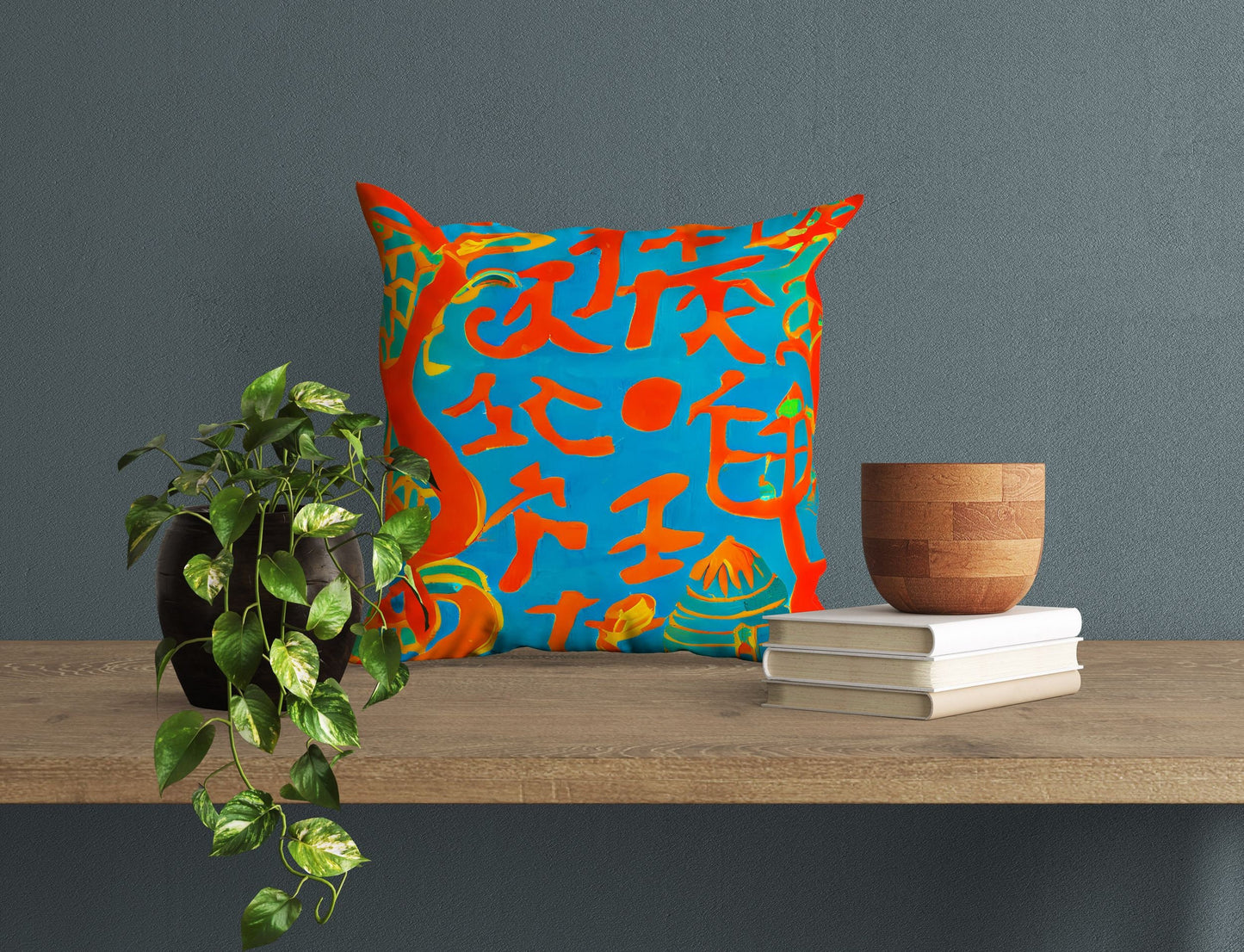 Symbols Of Ancient Chinese Culture, Throw Pillow Cover, Cat Pillow, Art Pillow, Colorful Pillow Case, Contemporary Pillow, Square Pillow