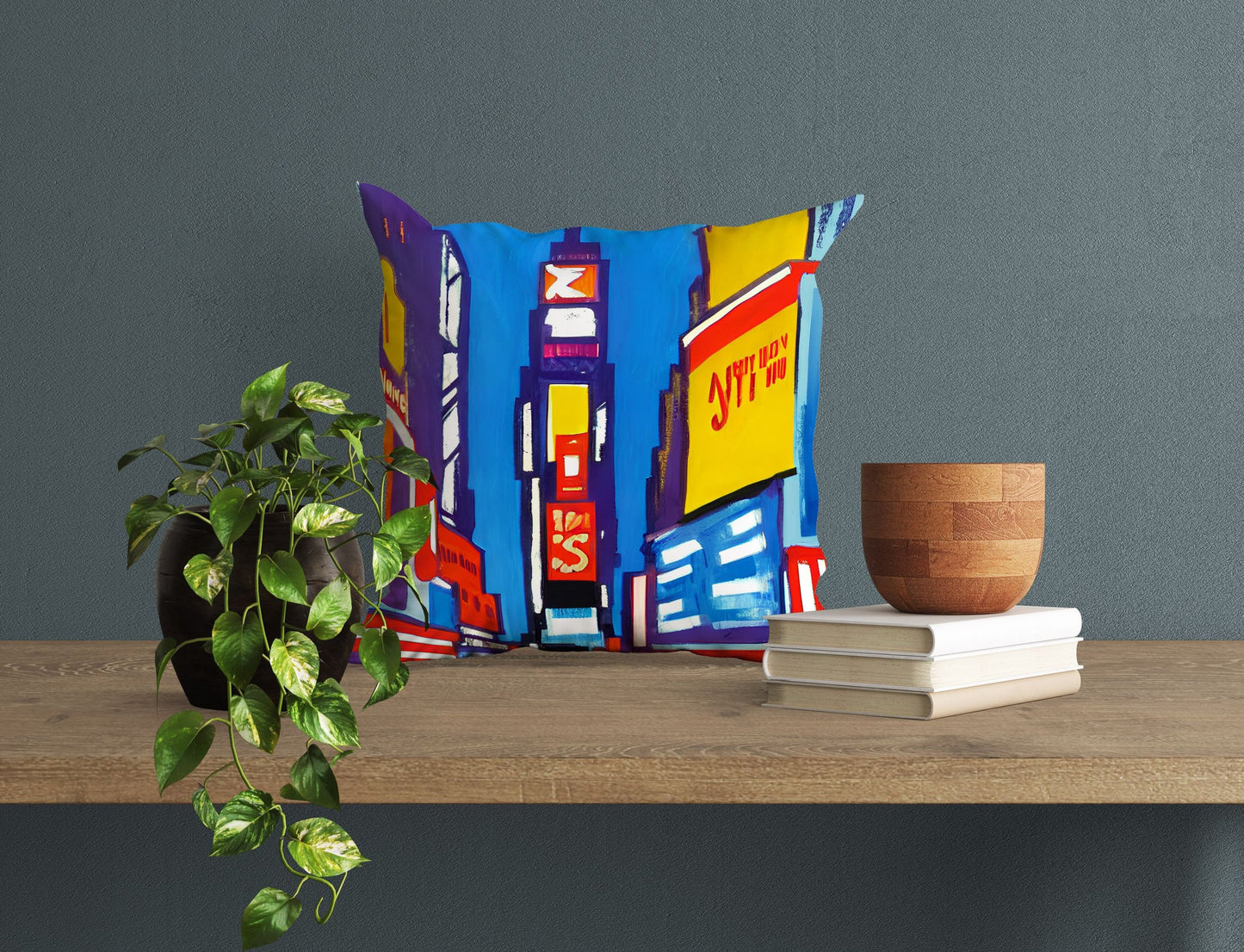 New York Times Square At Night, Pillow Case, Abstract Pillow Case, Art Pillow, Colorful Pillow Case, Modern Pillow, Square Pillow