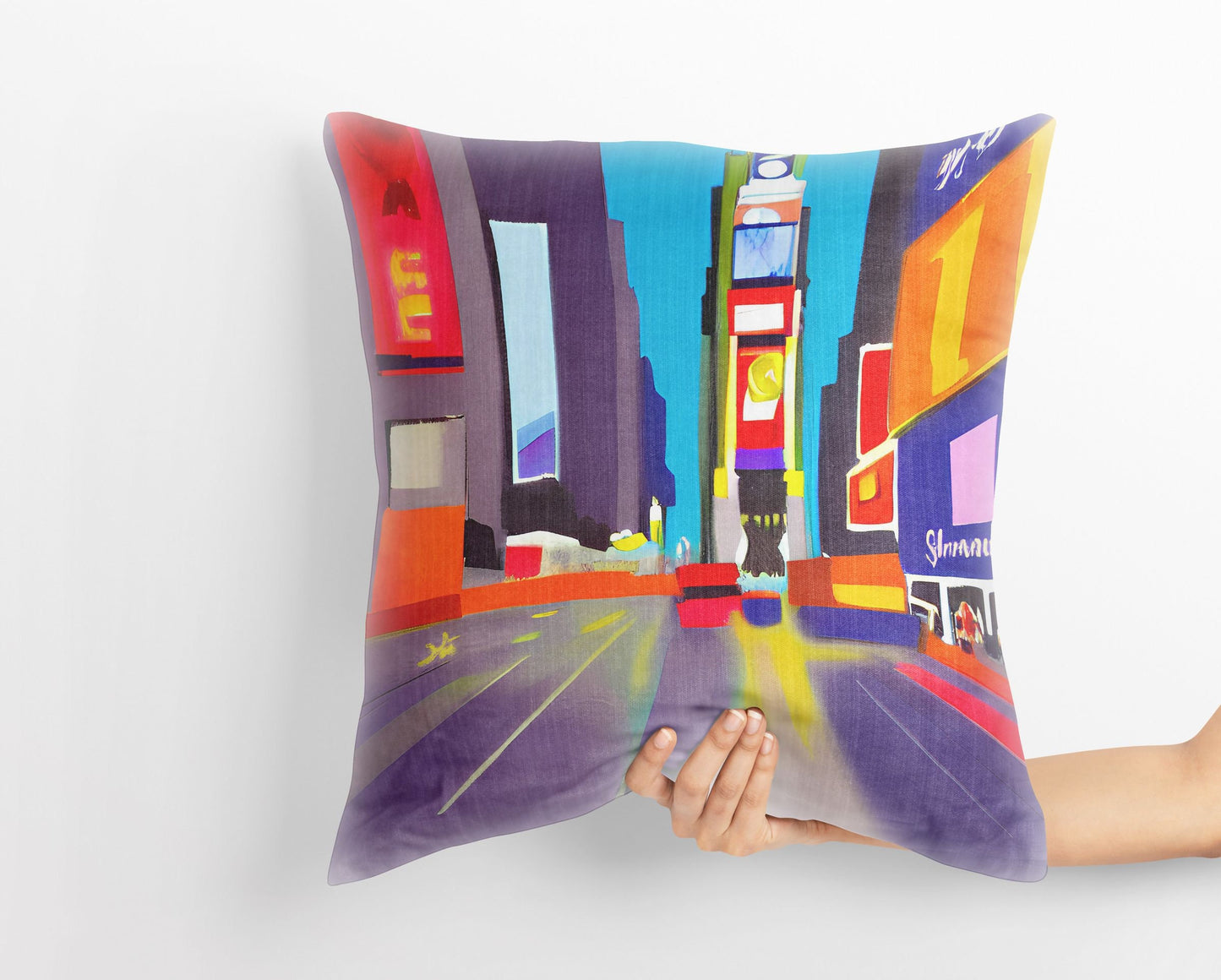 New York Times Square Night View, Throw Pillow, Abstract Throw Pillow, Designer Pillow, Colorful Pillow Case, Modern Pillow, 20X20 Pillow