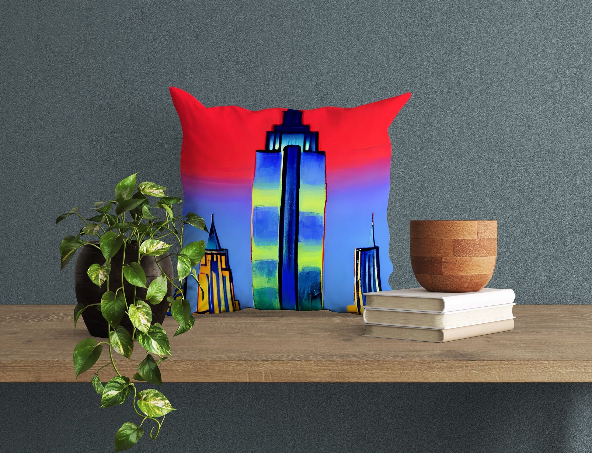 New York Empire State Building At Night Toss Pillow, Abstract Pillow, Art Pillow, 20X20 Pillow Cover, Nursery Pillows, Pillow Cases For Kids