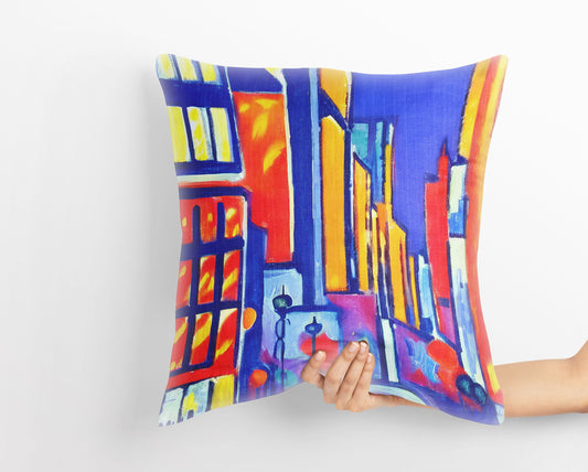 Chicago At Night, Toss Pillow, Cat Pillow, Artist Pillow, Colorful Pillow Case, Modern Pillow, 20X20 Pillow Cover, Home And Living