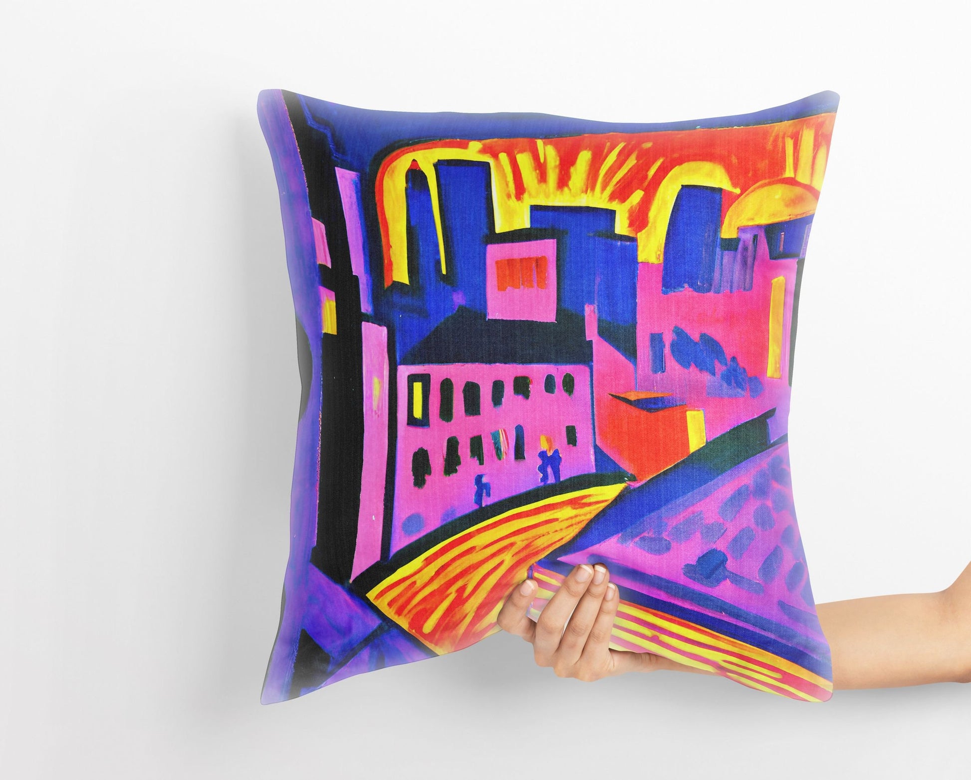 Night View Of Chicago, Tapestry Pillows, Abstract Throw Pillow, Art Pillow, Contemporary Pillow, Housewarming Gift, Nursery Decor