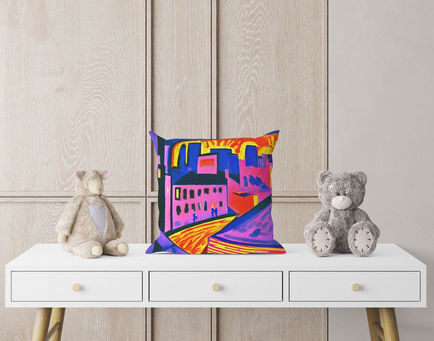 Night View Of Chicago, Tapestry Pillows, Abstract Throw Pillow, Art Pillow, Contemporary Pillow, Housewarming Gift, Nursery Decor