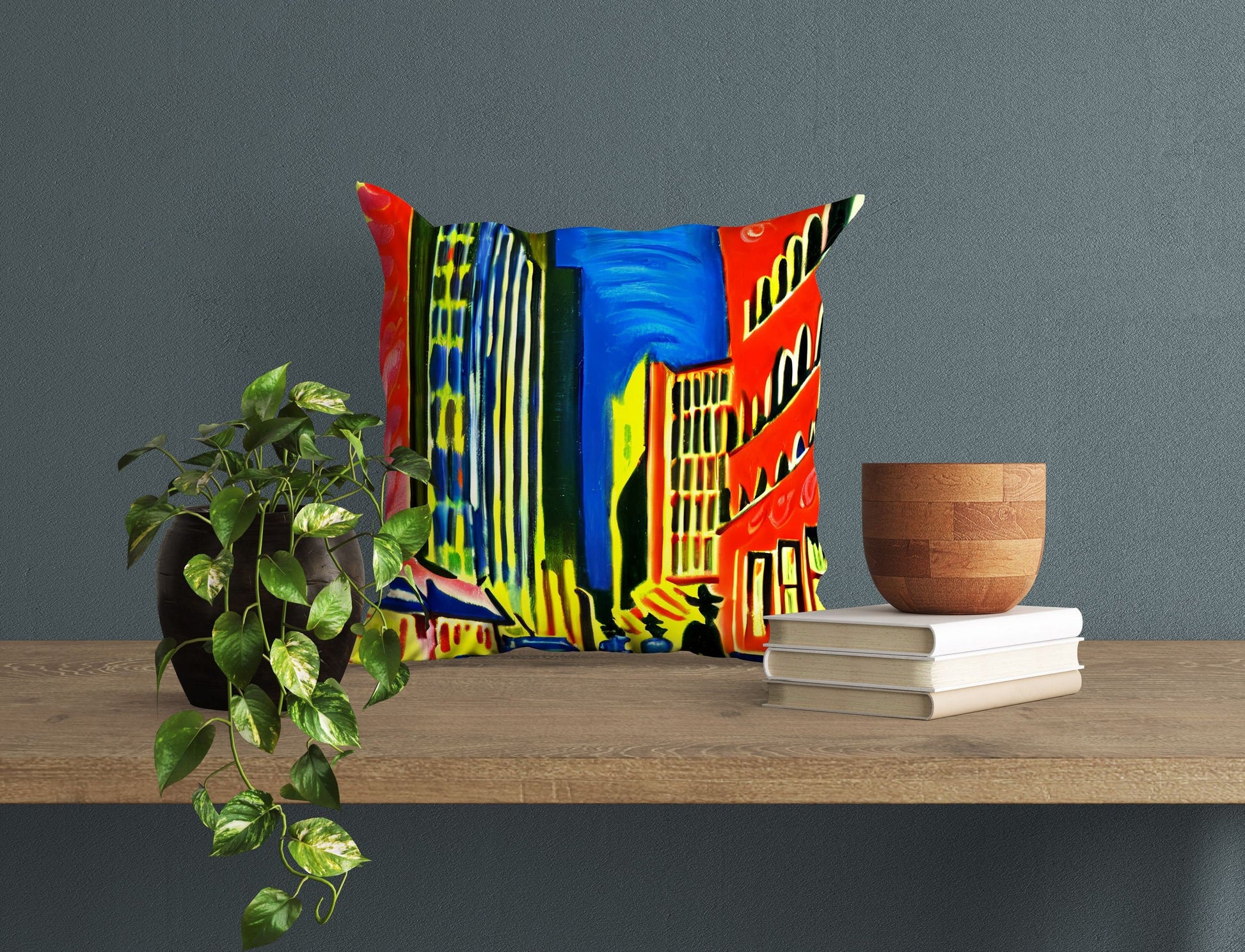 Night View Of Chicago, Toss Pillow, Abstract Pillow, Comfortable, Colorful Pillow Case, Contemporary Pillow, Square Pillow, Home Decor