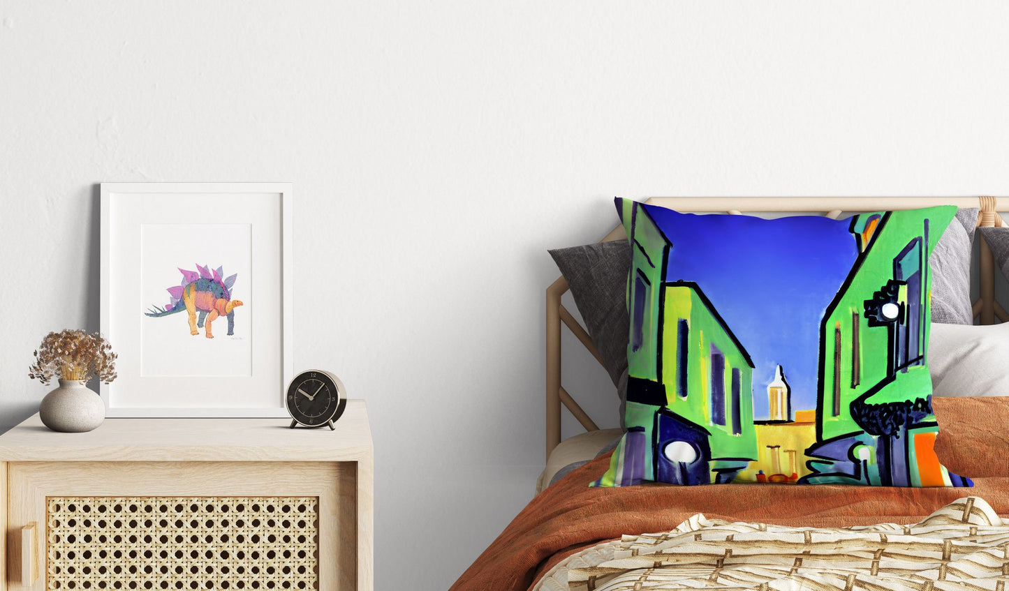 Night View Of Los Angeles, Tapestry Pillows, Abstract Art Pillow, Artist Pillow, Colorful Pillow Case, Impressionist Pillow, Large Pillow