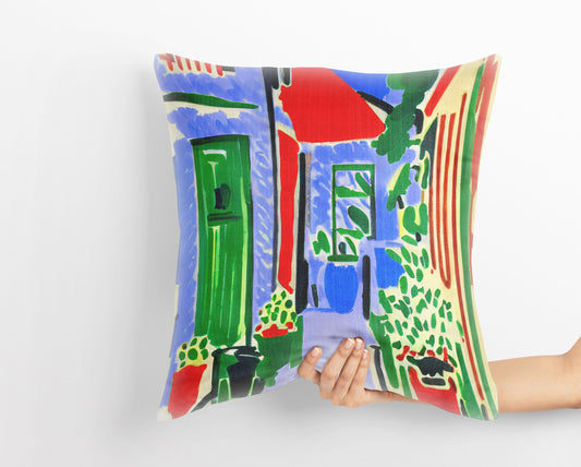 A Parisian Courtyard, Throw Pillow Cover, Abstract Throw Pillow, Comfortable, Colorful Pillow Case, Impressionist Pillow, Large Pillow Cases