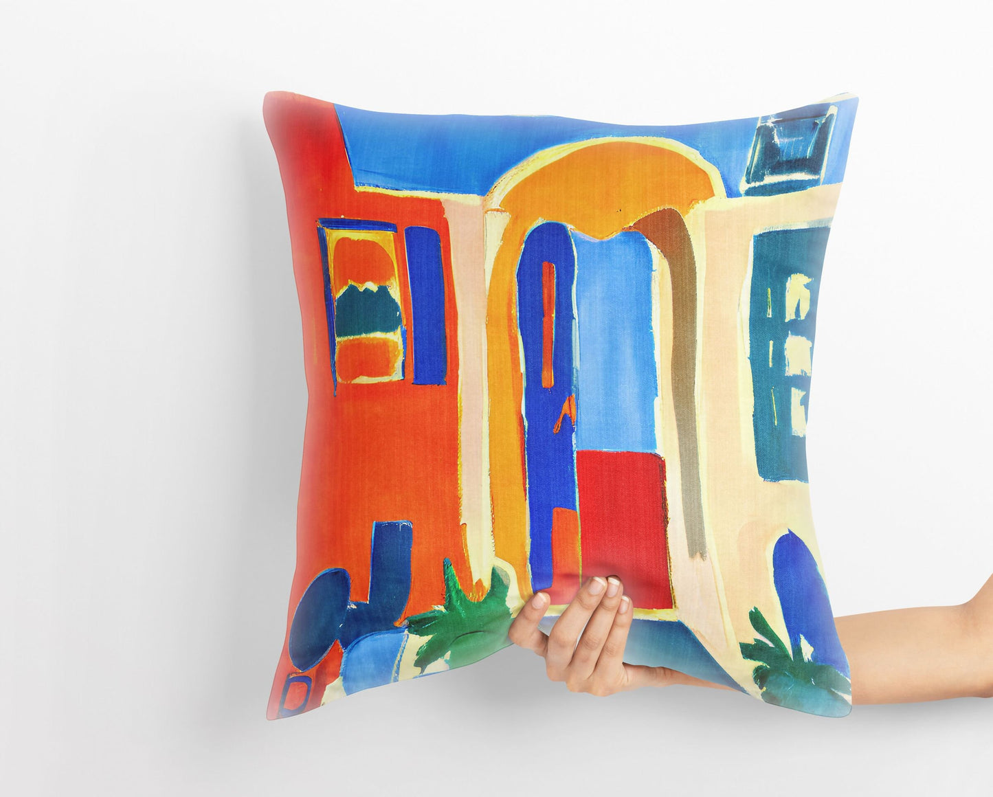 A Parisian Courtyard, Toss Pillow, Abstract Throw Pillow Cover, Soft Pillow Cases, Colorful Pillow Case, Contemporary Pillow, 24X24 Pillow