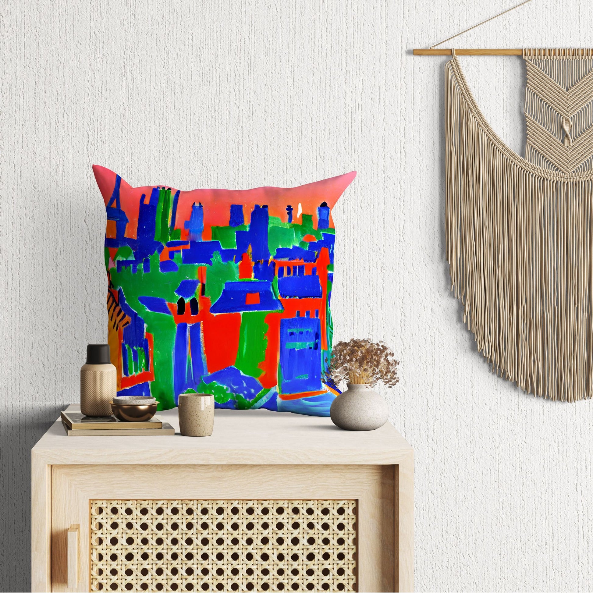 Paris City View, Tapestry Pillows, Abstract Pillow Case, Art Pillow, Colorful Pillow Case, Impressionist Pillow, 20X20 Pillow Cover