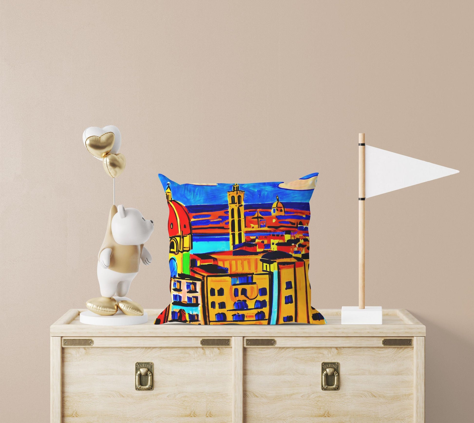 Florence City View, Throw Pillow Cover, Abstract Throw Pillow, Artist Pillow, Colorful Pillow Case, Contemporary Pillow, Nursery Decor