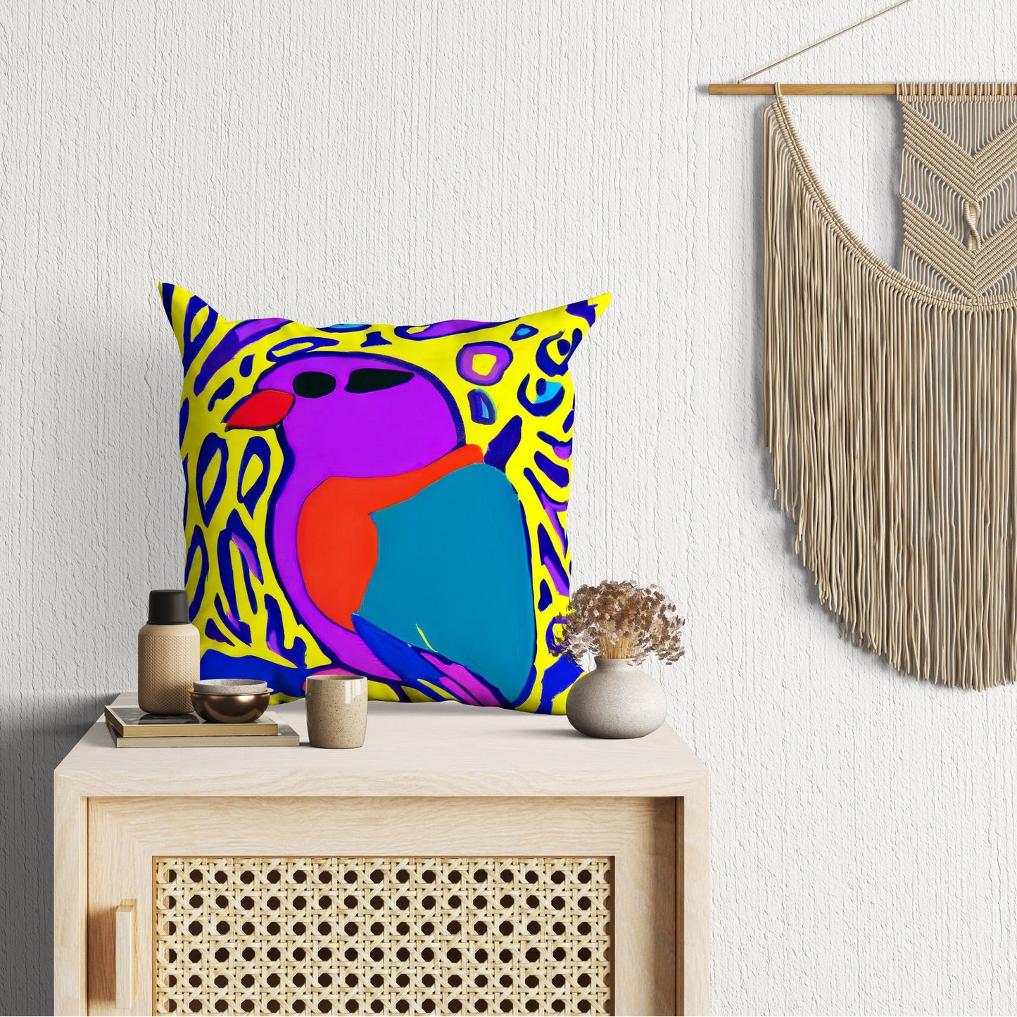 Abstract Bird Toss Pillow, Abstract Art Pillow, Colorful Pillow Case, Modern Pillow, Large Pillow Cases, Nursery Pillows, Abstract Decor