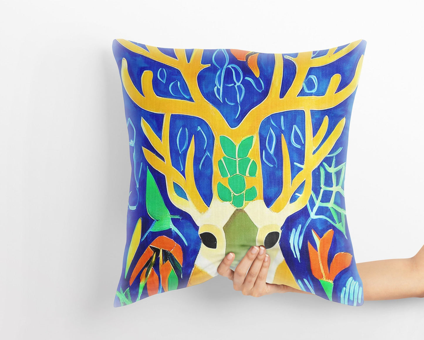 Deer Wildlife Toss Pillow, Abstract Throw Pillow Cover, Designer Pillow, Modern Pillow, Large Pillow Cases, Nursery Pillows, Sofa Pillows