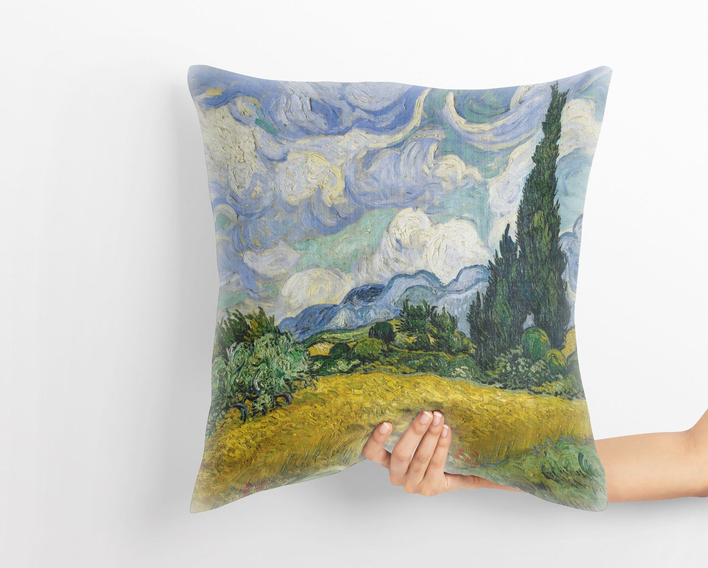 Vincent Van Gogh Wheat Field with Cypresses Pillow Case, Abstract Pillow, Soft Pillow Cases, 18 X 18 Pillow Covers, Housewarming Gift