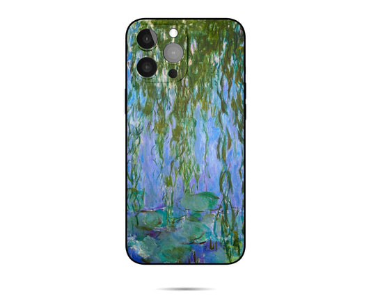 Claude Monet Famous Art Water Lilies And Willow Tree Branches Iphone Case, Iphone 11 Case, Designer Iphone Case, Iphone Case Protective