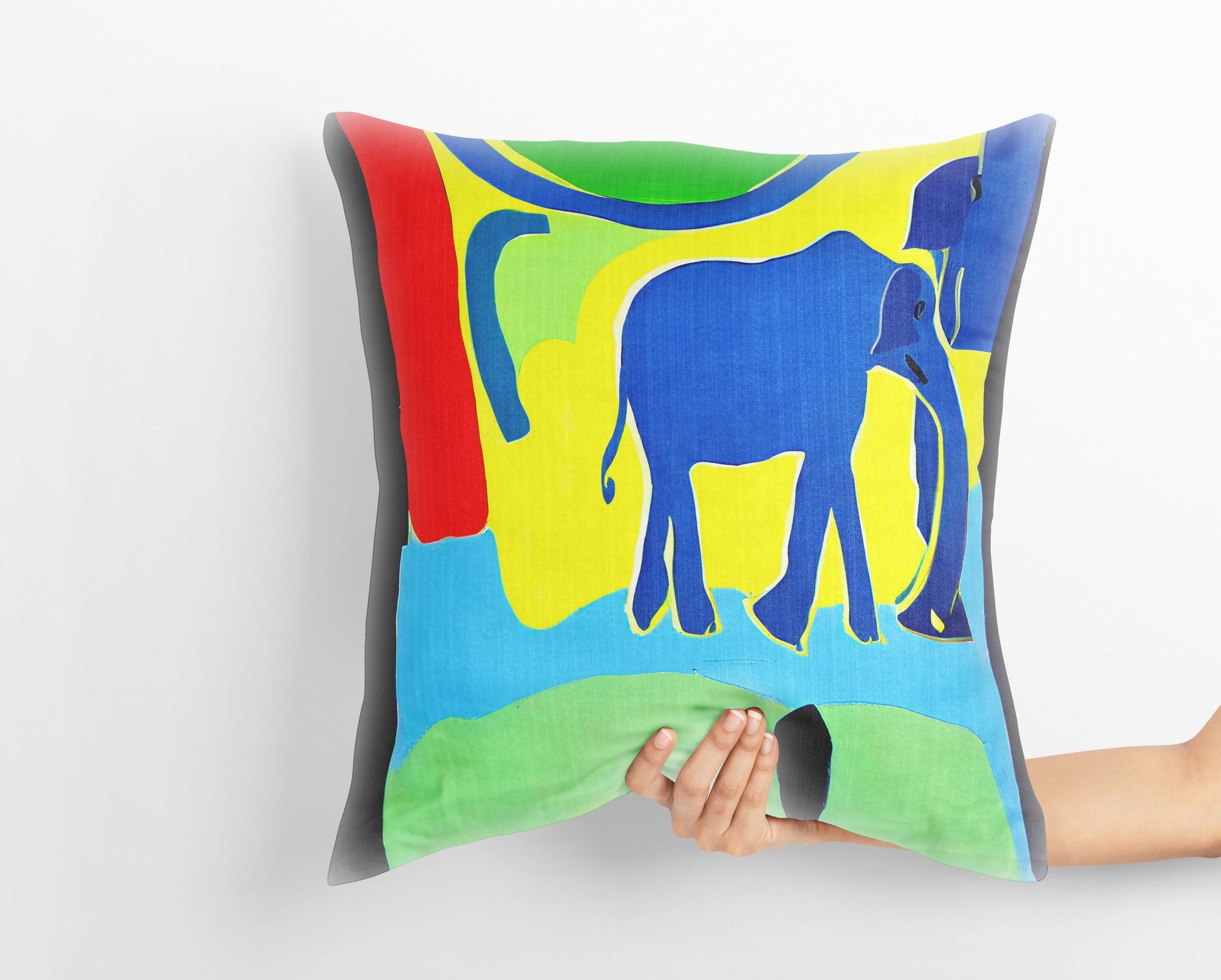 Modern Art African Wildlife Elephant, Decorative Pillow, Abstract Throw Pillow Cover, Comfortable, Housewarming Gift, Pillow Cases For Kids