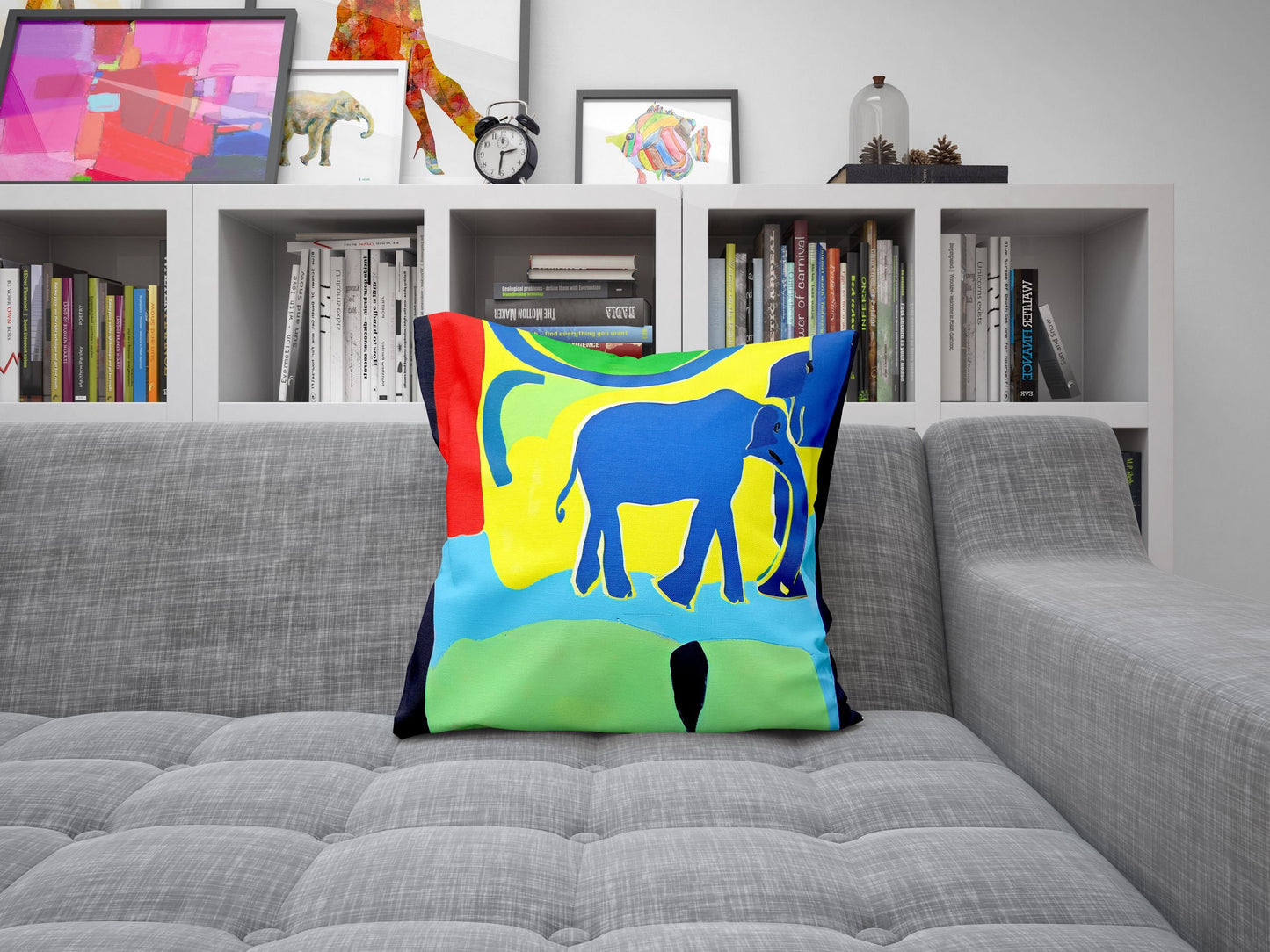 Modern Art African Wildlife Elephant, Decorative Pillow, Abstract Throw Pillow Cover, Comfortable, Housewarming Gift, Pillow Cases For Kids