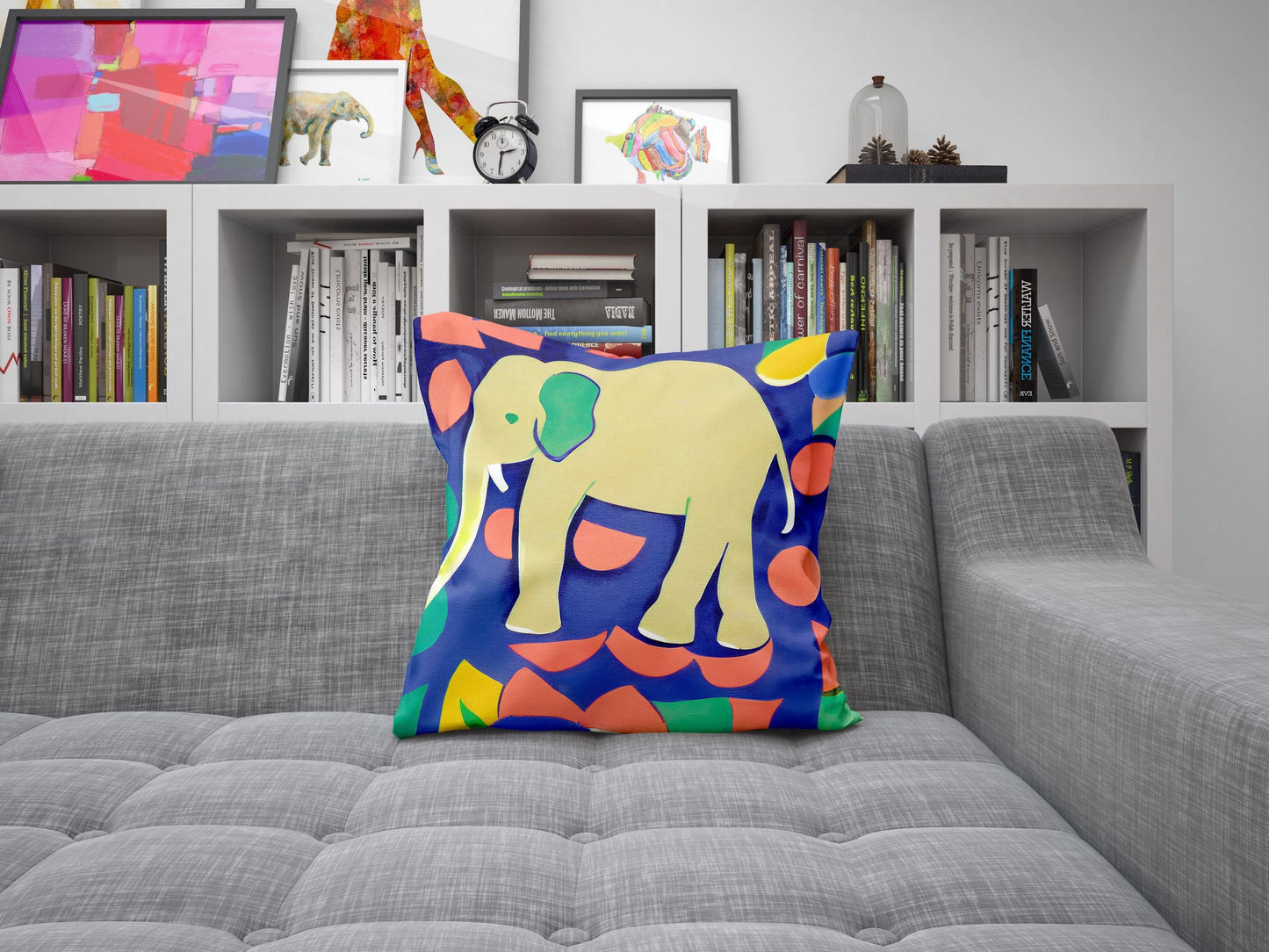 Modern Art African Wildlife Elephant, Toss Pillow, Abstract Pillow Case, Artist Pillow, Colorful Pillow Case, Watercolor Pillow Cases